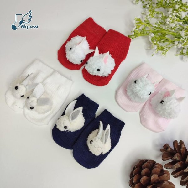 جوراب نوزادی عروسکی خرگوش دار